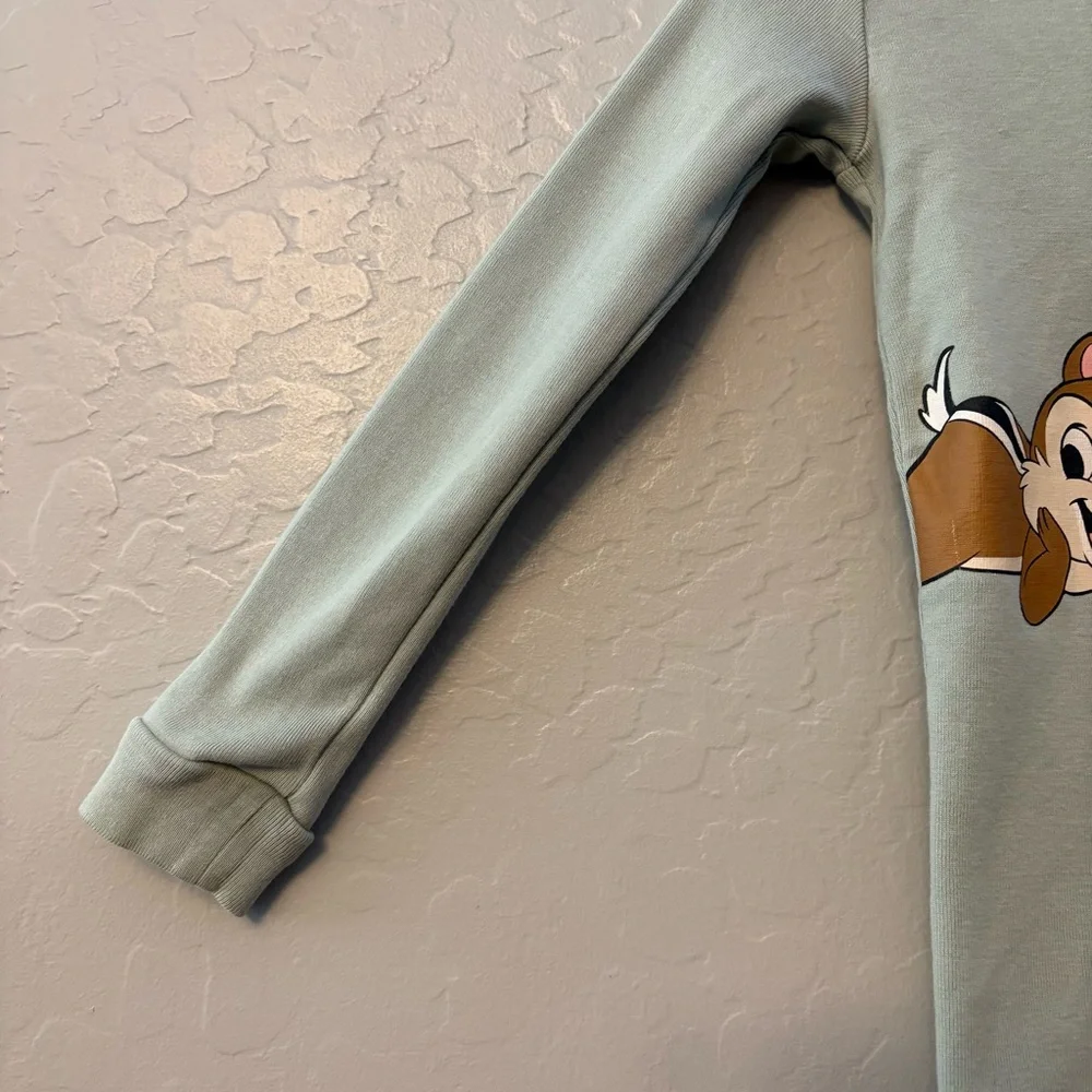 H&M disney green and glitter chip and dale two piece long sleeve pajama set 5t